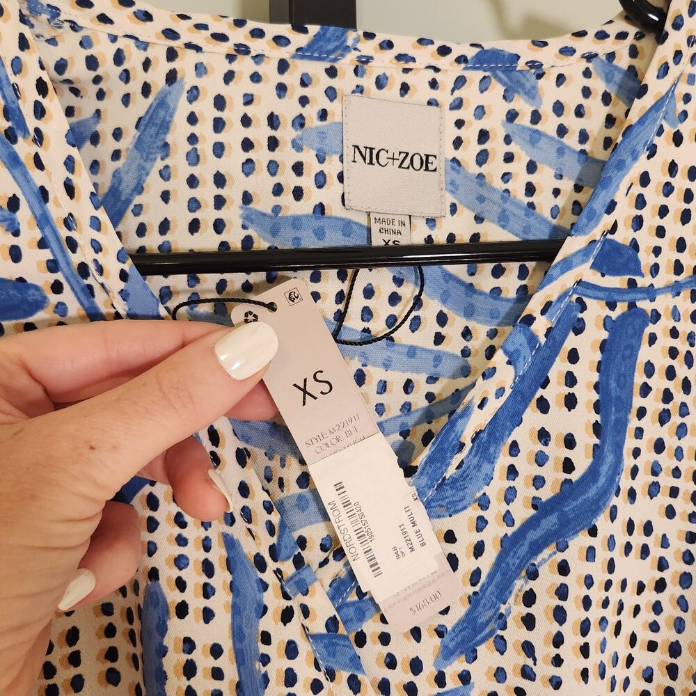 NIC+ZOE NWT Blue Palm Dot Fit & Flare Dress, Size XS - Picture 6 of 13